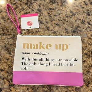 Pink and White Makeup Pouch